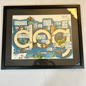 DOG Framed Cartoon Print by Peter Mulcahy VTG Peter Prints'88 Peter Prints 21x17